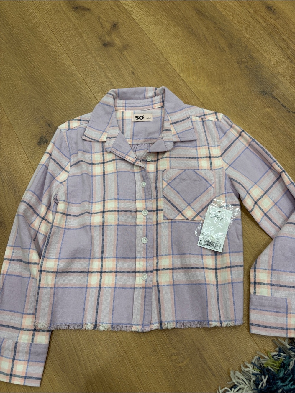 SO Lavender and Pink Plaid Button-Down Shirt